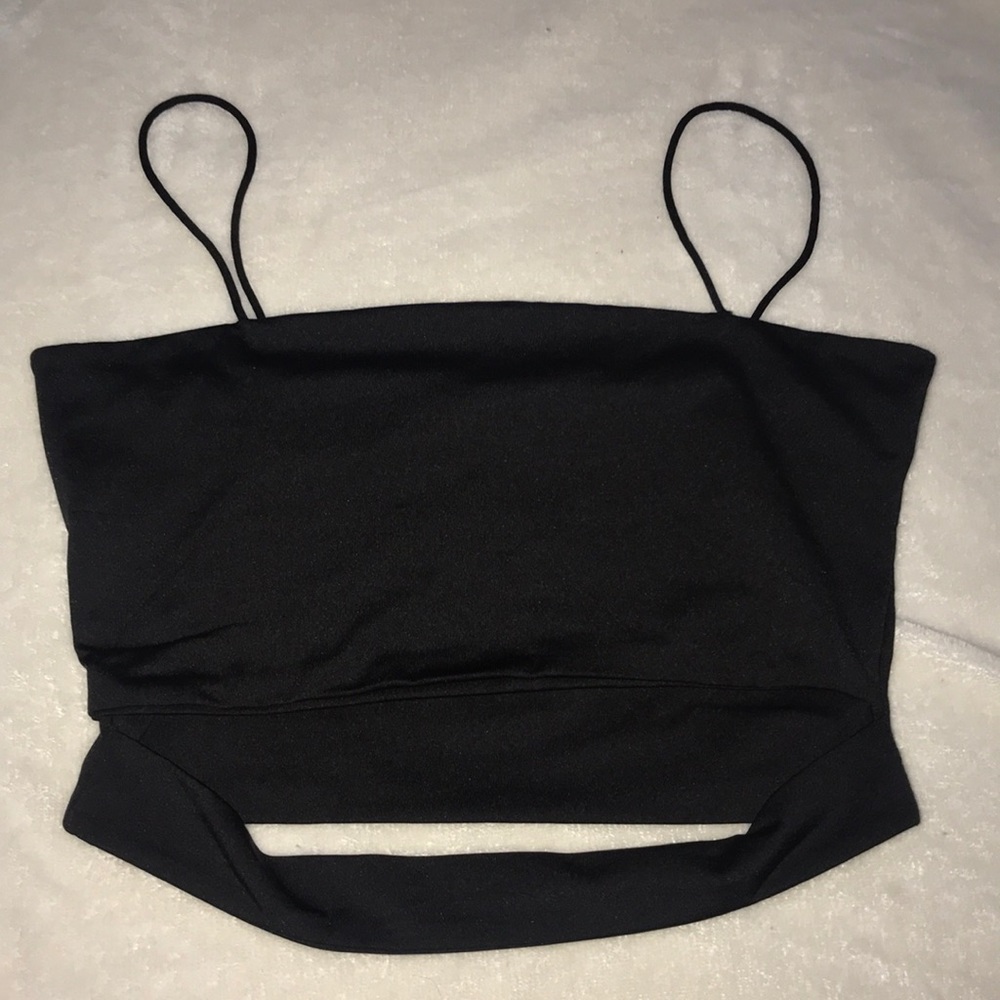 black, cut out, cropped cami